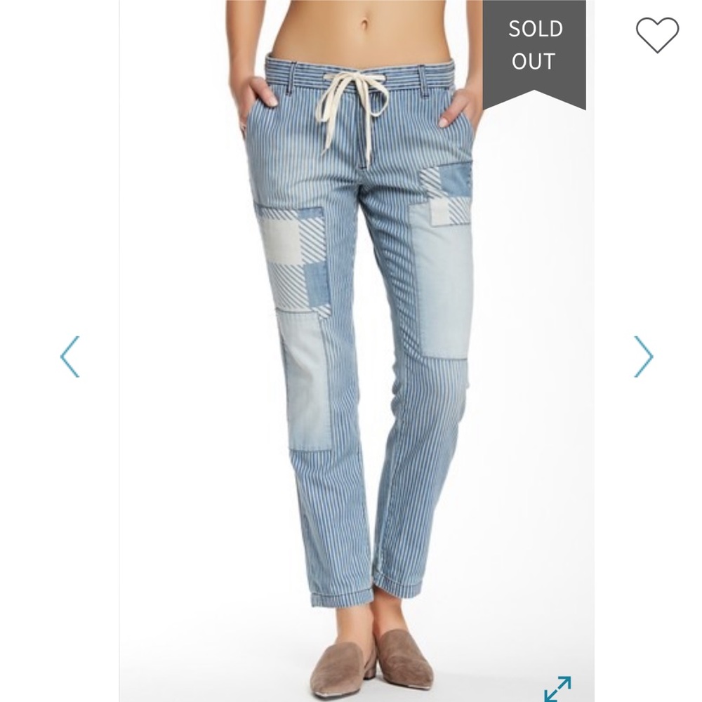 Current/Elliot Drawcord Pinstriped Jeans
